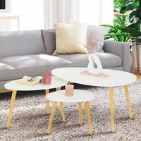 Lot De 3 Tables Basses Gigognes Gaia Laquées Blanc Scandinave