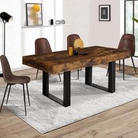 Table À Manger Phoenix 6 Personnes Bois Effet Vieilli Et Noir 160 Cm