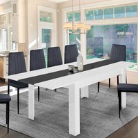 Table à manger extensible GEORGIA 6-10 personnes blanche et grise 140-220 x 90 cm