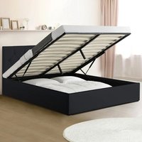 Lit Coffre Double Austin Avec Sommier 140 X 190 Cm Pvc Noir