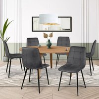Lot De 6 Chaises Mila En Velours Gris Foncé Pour Salle À Manger