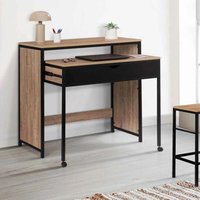 Bureau Extensible 1 Tiroir Boston Bois Et Noir Design Industriel
