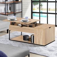 Table Basse Plateau Relevable Detroit Avec Coffre Design Industriel