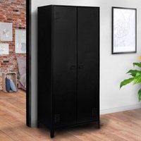 Armoire Vestiaire Penderie Ester 2 Portes Métal Noir Design Industriel