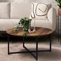 Table Basse Ronde Hawkins 80 Cm Effet Vieilli Design Industriel