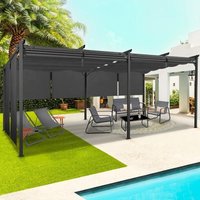 Pergola ?dition sp?ciale toit r?tractable 3x6 M et 6 stores gris anthracite