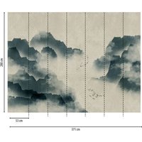 Papier peint photo Profhome 382461-GU papier peint intissé gaufré à chaud lisse avec des paysages mat bleu beige gris 3,71 m x 2,8 m