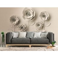 Papier peint photo Profhome 382931-GU papier peint intissé gaufré à chaud lisse 3D mat beige ivoire 3,71 m x 2,8 m