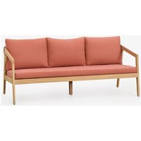 Canapé De Jardin 3 Places En Bois D'acacia Et Corde Tressée Kaela Rouge Tuile Brun Acacia