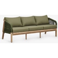 Canapé De Jardin 3 Places En Bois D'acacia Dubai Vert Militaire Clair Acacia Rustique Marron
