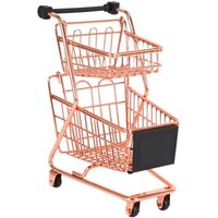 Modèle De Mini Chariot De Courses À Double Couches Chariot De Supermarché En Fer Forgé Panier De Rangement En Métal Doré Or