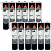 Lot de 12 colles de vitrage SIKA Sikaflex 555 - Noir - 300ml