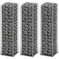 Jeu De Panier De Gabion 3 Pcs Fil Galvanisé 25x25x100 Cm