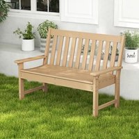 Costway Banc De Jardin 132cm 2 Personnes En Hdpe, Dossier Et Accoudoirs, Causeuse De Terrasse À Lattes Pour Porche Pelouse, Naturel