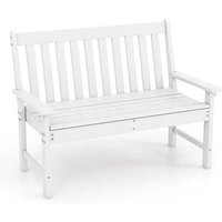 Costway Banc De Jardin 132 Cm 2 Personnes En Hdpe, Dossier Et Accoudoirs, Causeuse De Terrasse À Lattes, Pour Porche Pelouse, Blanc