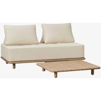 Ensemble De Jardin Composé D'un Canapé 2 Places Et D'une Table Basse Carrée 90x90 Cm En Bois D'acacia Portet. Marrón Acacia Claro