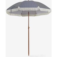 Parasol Miska Ø175 Cm En Tissu Et Acier Blanc - Bleu Marine