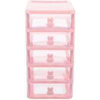 Boîte de rangement empilable multifonctionnelle, organiseur transparent en polypropylène pour bureau, cosmétiques, fournitures de bureau ¿ Rose, 26 x
