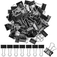 Lot de 100 pinces à reliure noires de 1,9 cm, en acier durable, pouvant contenir 50 feuilles, réutilisables, fixation sécurisée pour la maison, le