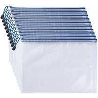 Lot de 10 sacs de rangement en PVC avec fermeture éclair, format A4, parfaits pour organiser vos documents, vos travaux manuels et vos accessoires.