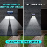Lampes solaires à détecteur de mouvement ultra-lumineuses à double tête, 42 LED, détecteur PIR, résistantes aux intempéries, installation sans fil
