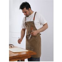 Tablier de soudage en cuir de vachette fendu résistant à la chaleur avec sangles réglables et poches multi-outils, 76 x 68 cm