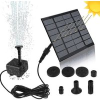 Pompe solaire pour bassin avec panneau solaire 7 V, débit de 200 l/h, hauteur de refoulement de 120 cm, 6 buses pour la décoration du jardin et la
