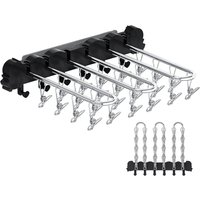 Porte-Chaussettes Multifonctionnel - Noir, Porte-Vêtements Avec 24 Pinces, Acier Inoxydable Sans Perçage, Porte-Séchoir Suspendu Pliable,