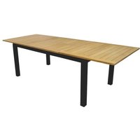 Table Extensible - Madagascar - Aluminium Graphite - Teck Fsc 100% - Allonge Papillon - 180/260 X 100 Cm