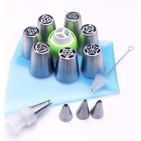Lot de 15 douilles à pâtisserie en forme de fleur russe pour décoration de gâteaux ¿ Outils de pâtisserie en acier inoxydable