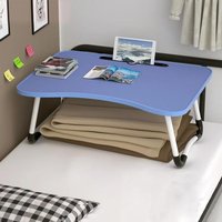 Bureau D'ordinateur Portable Pliant Réglable En Forme De W-Pieds Antidérapants,Emplacement Pour Cartes,Bleu Foncé Bleu Foncé