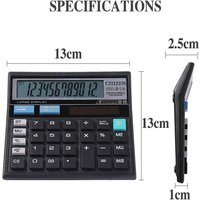 Calculatrice de bureau à énergie solaire avec grand écran LCD, capacité de 12 chiffres et conception conviviale