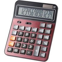 Calculatrice standard de grande taille avec affichage à 14 chiffres, double alimentation, panneau métallique et fonctions complètes