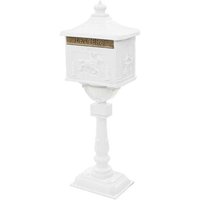 Boîte aux lettres sur pied aluminium vintage antirouille blanc Helloshop26 02_0041552