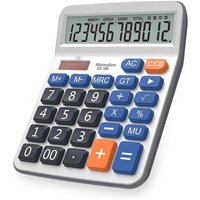 Calculatrice de bureau Pendancy à grand écran LCD 12 chiffres avec fonctions de mémoire et énergie solaire