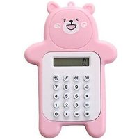 Lot de 3 calculatrices de bureau en forme d'ours de dessin animé (bleu, vert et rose)