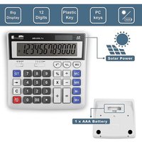 Grande calculatrice à 12 chiffres avec conception ergonomique, alimentation bidirectionnelle et clarté d'affichage améliorée pour une utilisation au