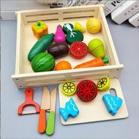 Jouet En Bois, Cuisine Bois Enfant, Fruit Et Legume Jouet A Decouper, Jeux Et Jouets De Rôles De Magnétique Avec Boîte De Rangement En Bois