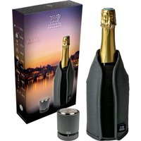 Bubbles Coffret Cadeau - Rafraichisseur Frizz Gris Et Bouchon À Champagne Line Carbone