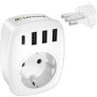 Hamiltion-Adaptateur Prise Italien Chargeur Voyage Italie Avec 3 Usb Et 1 Type-C,Europe Fr 2 Broches Vers Us 3 Broches Pour