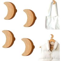 Lot de 4 crochets muraux en bois de hêtre naturel ¿ Élégants, faciles à installer et robustes, ils vous permettront de ranger vos vêtements à la