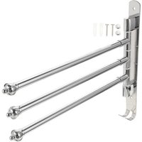 Barre porte-serviettes pivotante à 3 bras en acier inoxydable