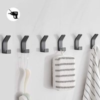 Lot de 6 crochets muraux adhésifs robustes en aluminium ¿ Crochets porte-serviettes résistants à la rouille pour salle de bain, cuisine et plus encore