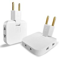 X2 Multiprise Plate, Raccordement Pivotant À 180, 16A/250V, Adaptateurs De Prise Ue-Usa, Peut Être Utilisé Là Où L'Espace Est Limité (Derrière La