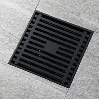 Drain de douche élégant en laiton noir avec grille amovible
