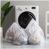 Lot de 4 sacs à linge à cordon ¿ Sacs de lavage robustes en filet grossier pour le rangement des vêtements délicats et de petite taille