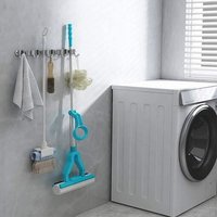 Porte-balais en acier inoxydable - Support de rangement mural avec crochets pour la cuisine, le garage et le jardin
