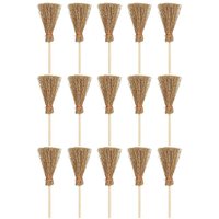 15 mini-balais en bois pour déguisement de sorcière d'Halloween ¿ Parfaits pour les fêtes et les décorations
