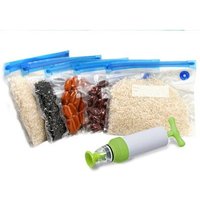 Lot de 20 sacs sous vide réutilisables 16 x 22 cm avec pompe manuelle