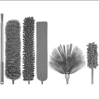 Kit de plumeau extensible en microfibre avec manche en acier inoxydable, têtes lavables et mini plumeau pour un nettoyage facile
